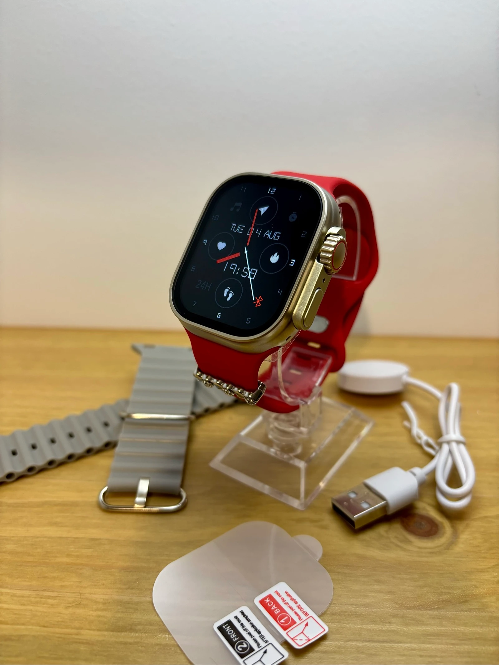 Relógio inteligente T10 Ultra 2 com pulseira vermelha de 45 mm – photo 3